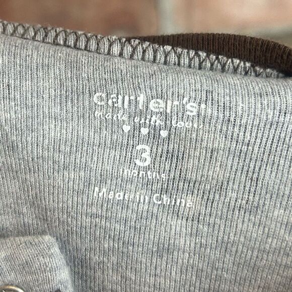 5 for $25🔥3 Months Carter's Grey Monkey Footie Pajamas - Picture 3 of 4